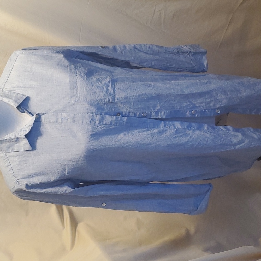 BeachLunchLounge Blue Cotton Button Down Top SZ MD
